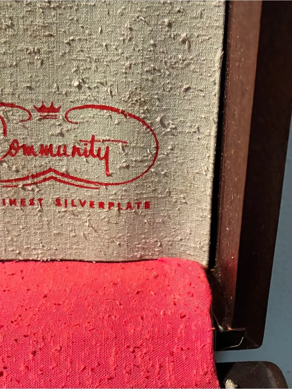 Vintage Community Flatware Chest / Silverware Storage pink red